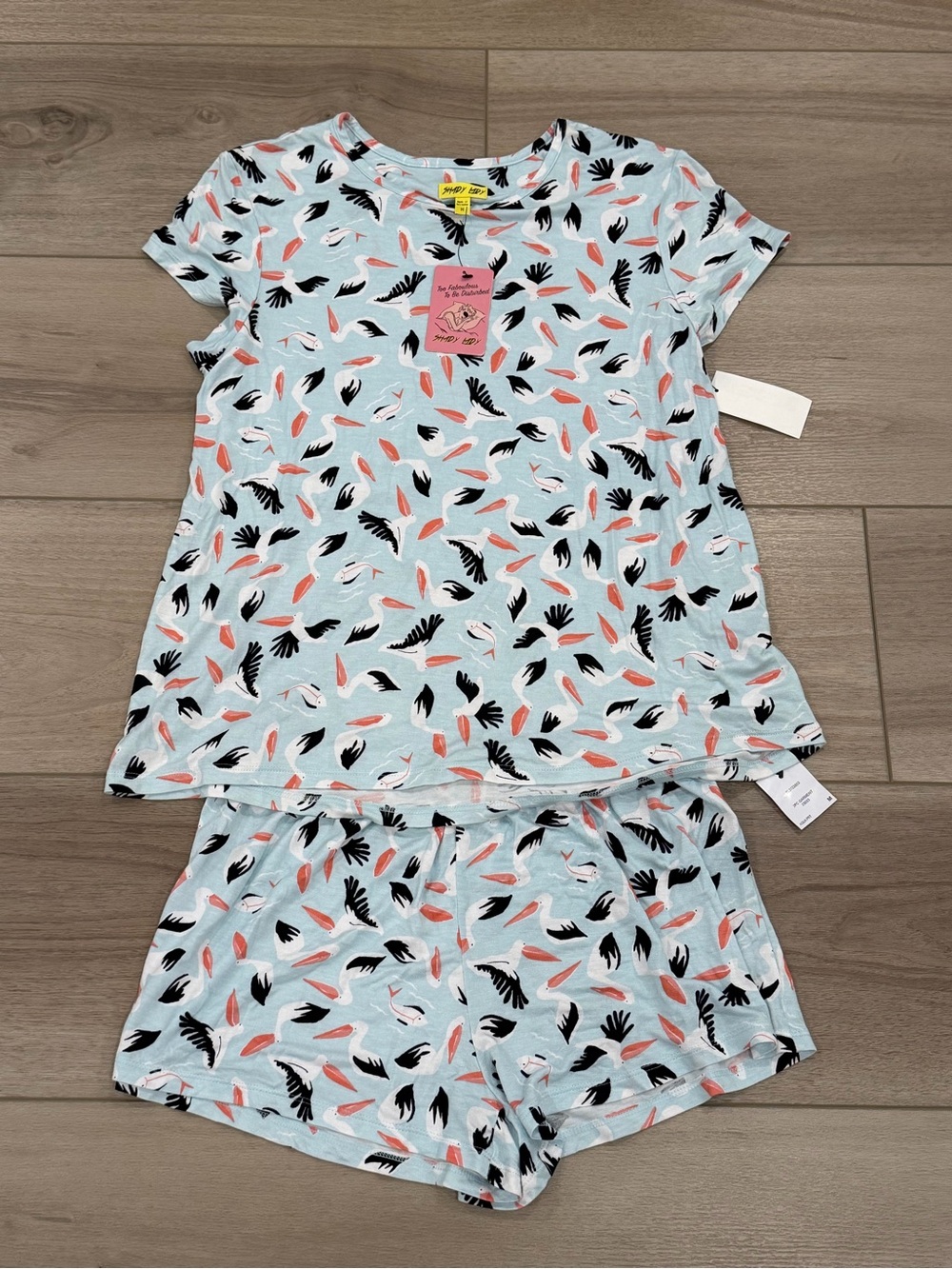 Shady Lady Two Piece Pajama Set Size M Blue Birds Pelicans Nordstrom NWT